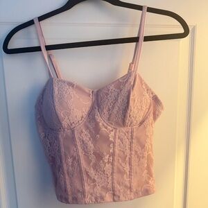 Lace Bustier Corset Top - Blush Pink